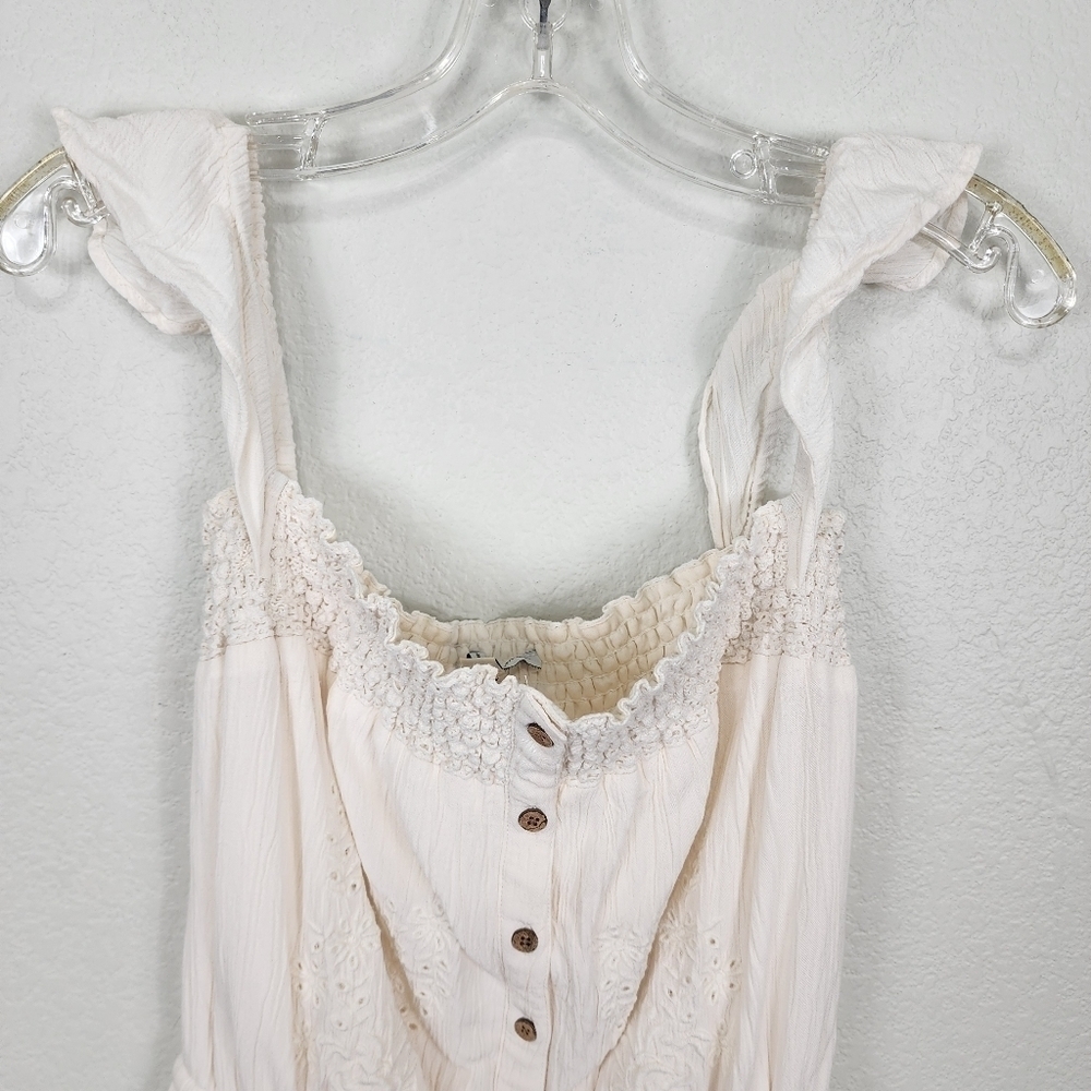 American Eagle Outfitters Cream Bohemian Gauze Romper Size M - Picture 2 of 14